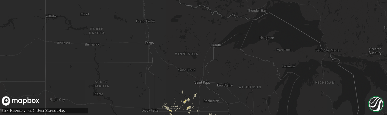 Hail map in Minnesota on June 14, 2016