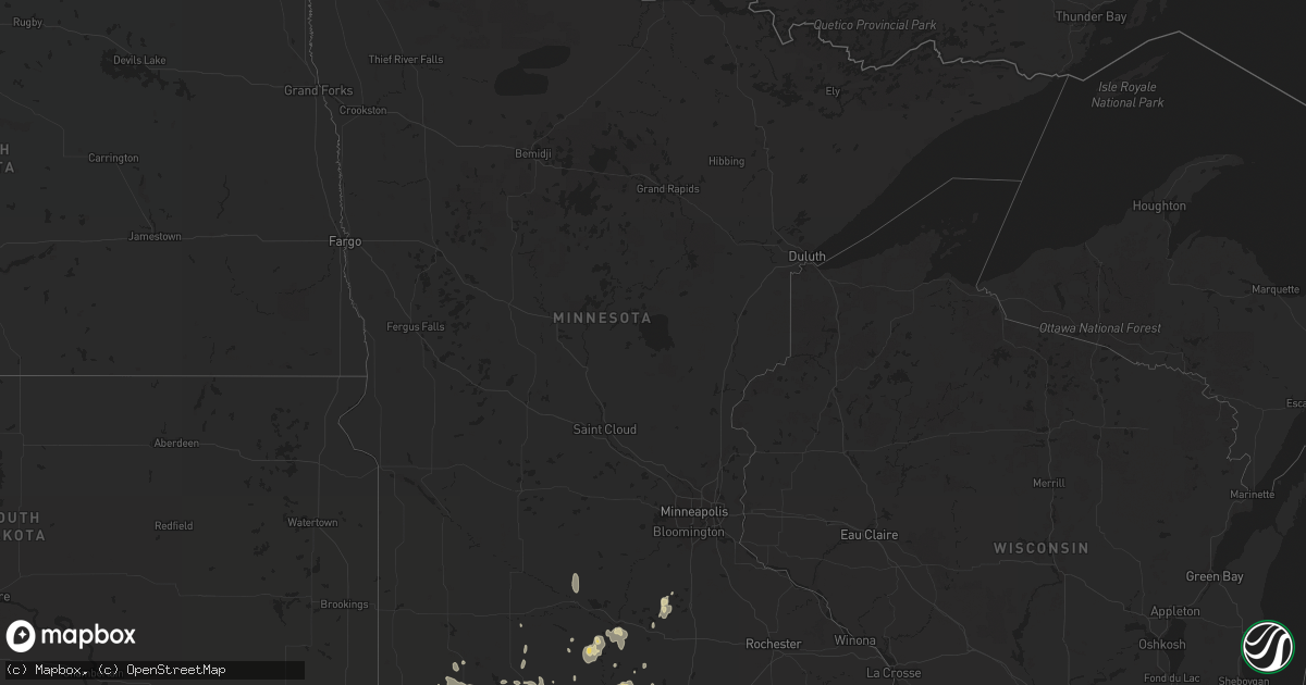 Hail map in Minnesota on June 14, 2016