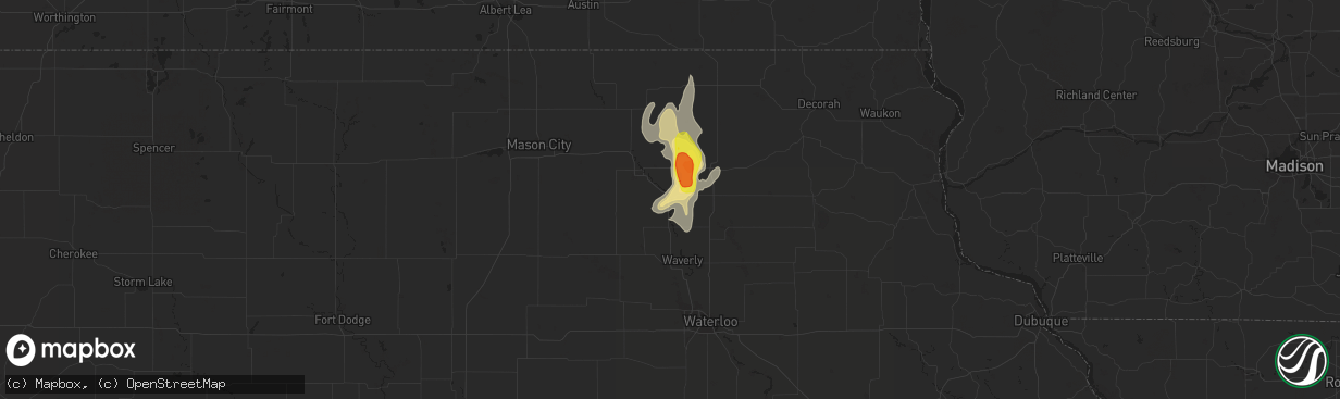 Hail map in Nashua, IA on June 14, 2016