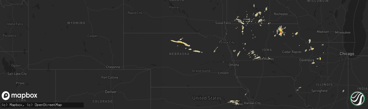 Hail map in Nebraska on June 14, 2016