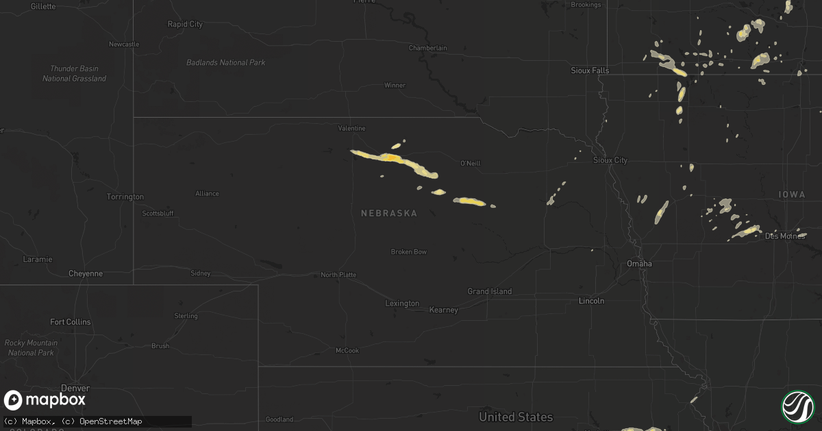 Hail map in Nebraska on June 14, 2016