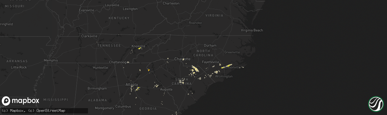 Hail map in North Carolina on June 14, 2016