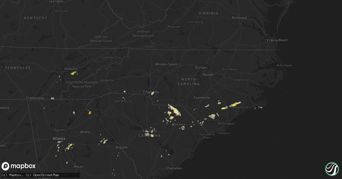 Hail map in North Carolina on June 14, 2016
