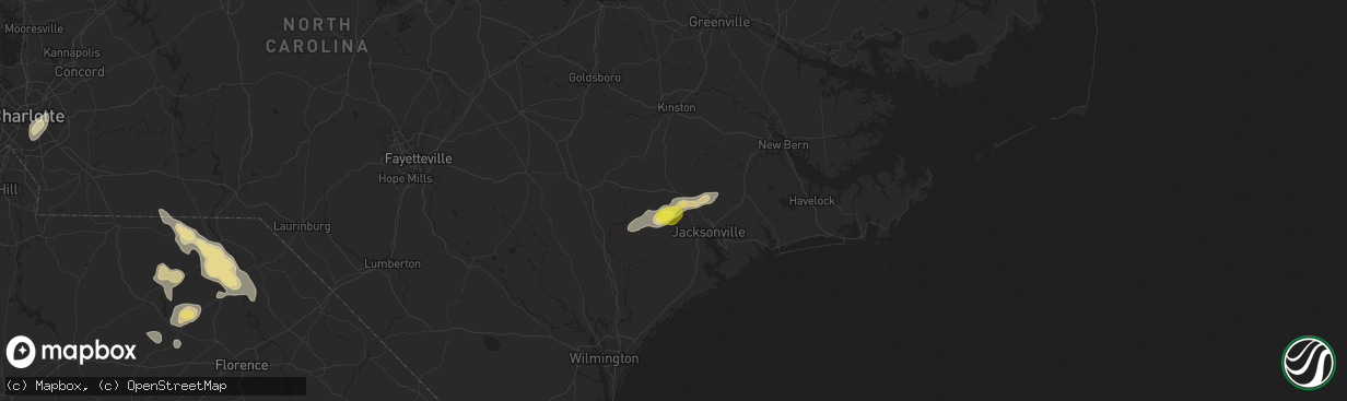 Hail map in Richlands, NC on June 14, 2016