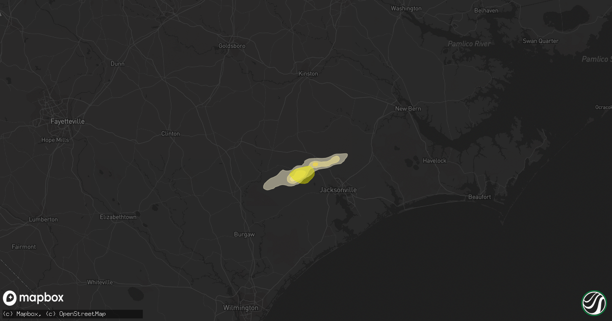 Hail map in Richlands, NC on June 14, 2016