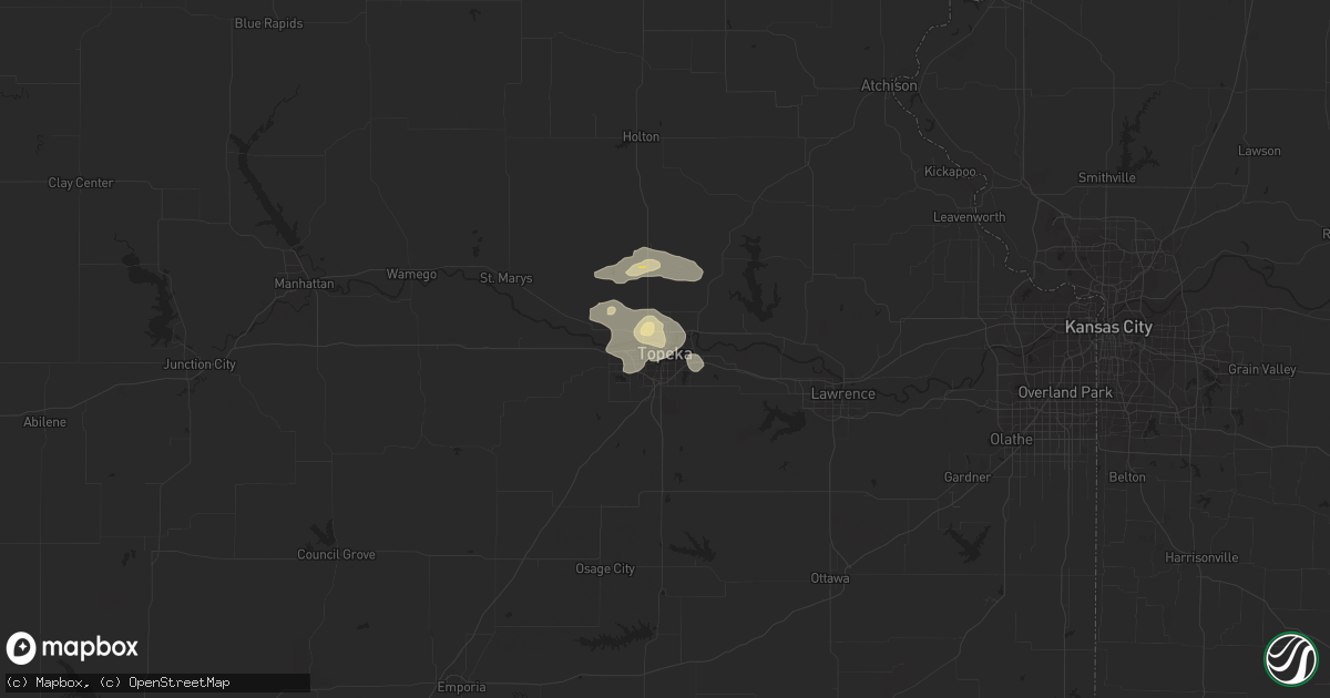 Hail map in Topeka, KS on June 14, 2016