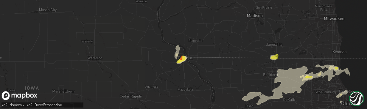 Hail map in Dubuque, IA on June 14, 2017