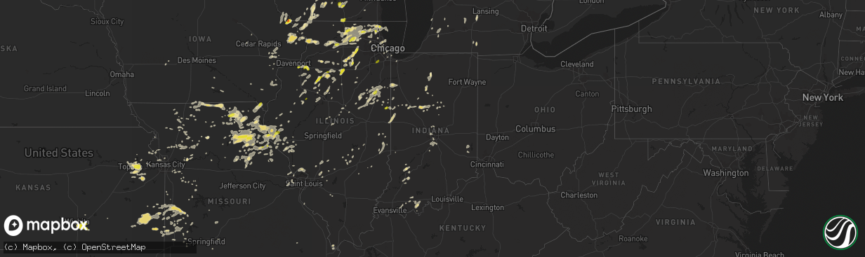 Hail map in Indiana on June 14, 2017