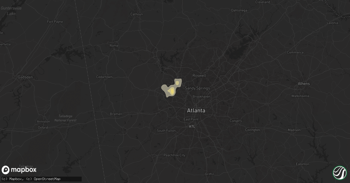 Hail map in Marietta, GA on June 14, 2017