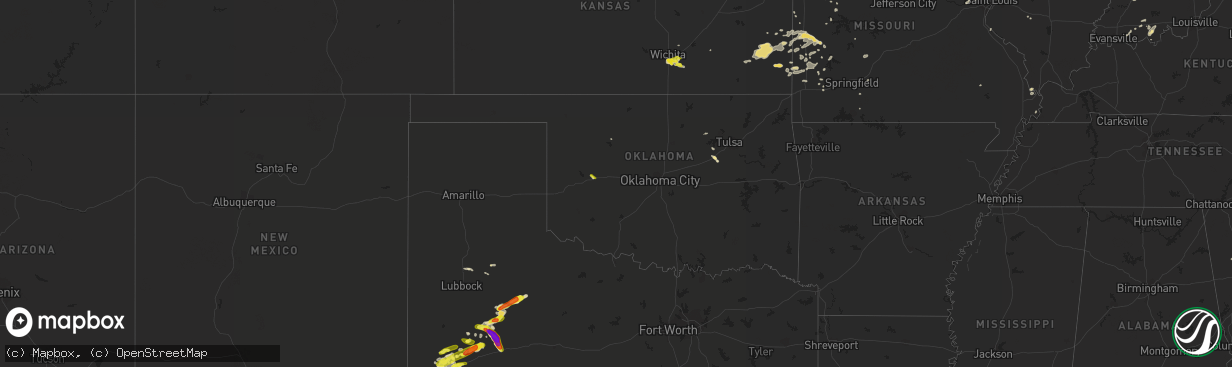 Hail map in Oklahoma on June 14, 2017