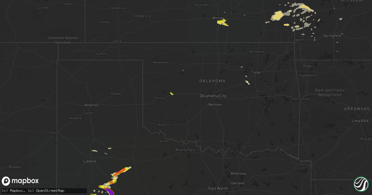 Hail map in Oklahoma on June 14, 2017