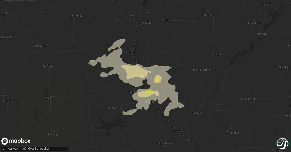 Hail map in Quincy, IL on June 14, 2017