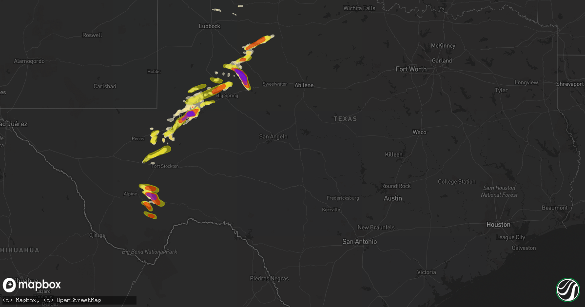 Hail map in Texas on June 14, 2017
