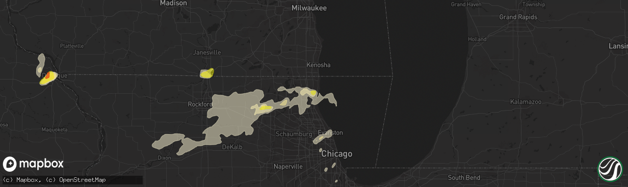 Hail map in Waukegan, IL on June 14, 2017