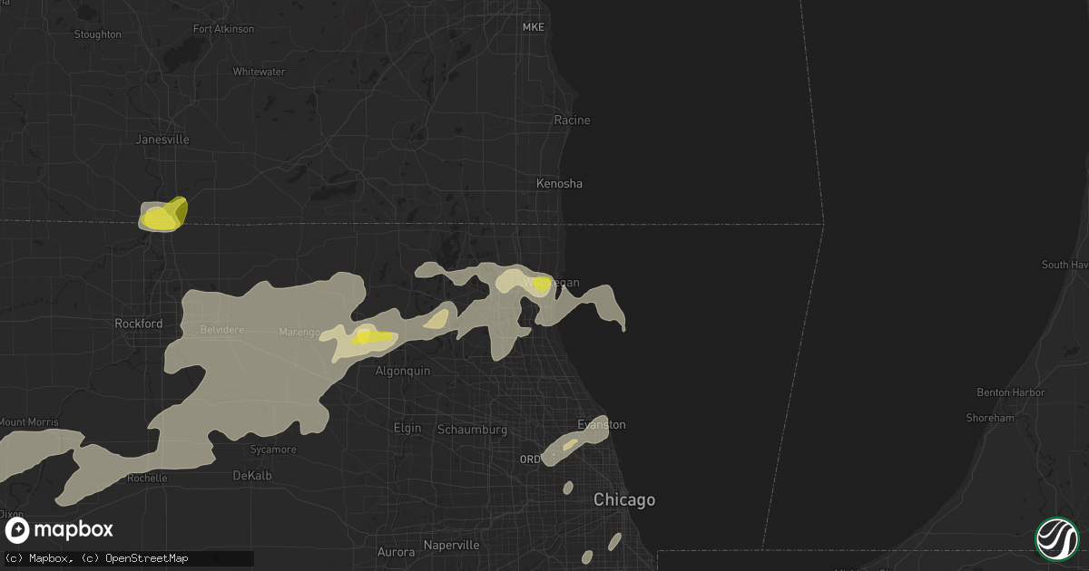 Hail map in Waukegan, IL on June 14, 2017