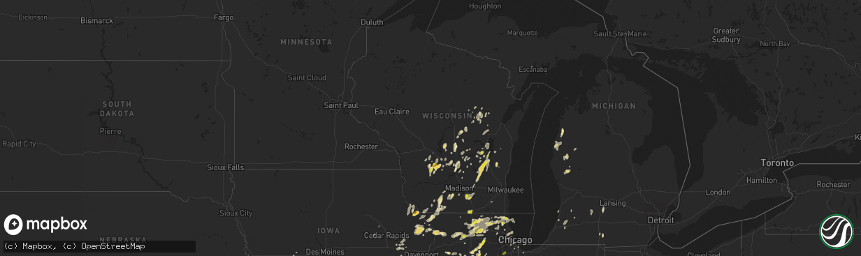 Hail map in Wisconsin on June 14, 2017