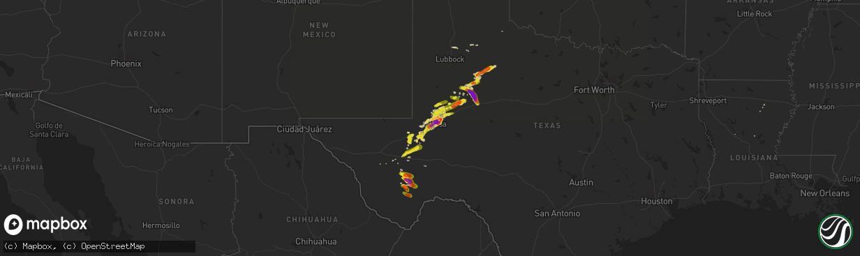 Hail map on June 14, 2017