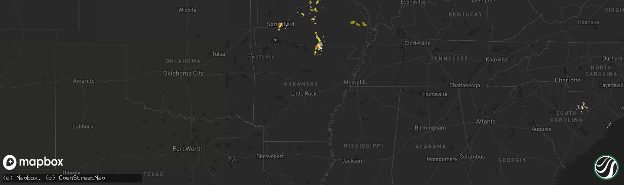 Hail map in Arkansas on June 14, 2018