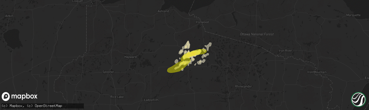 Hail map in Butternut, WI on June 14, 2018