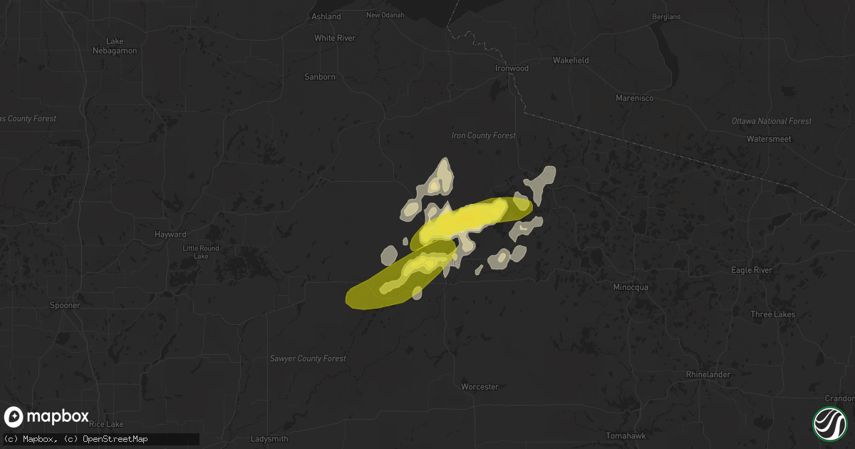 Hail map in Butternut, WI on June 14, 2018
