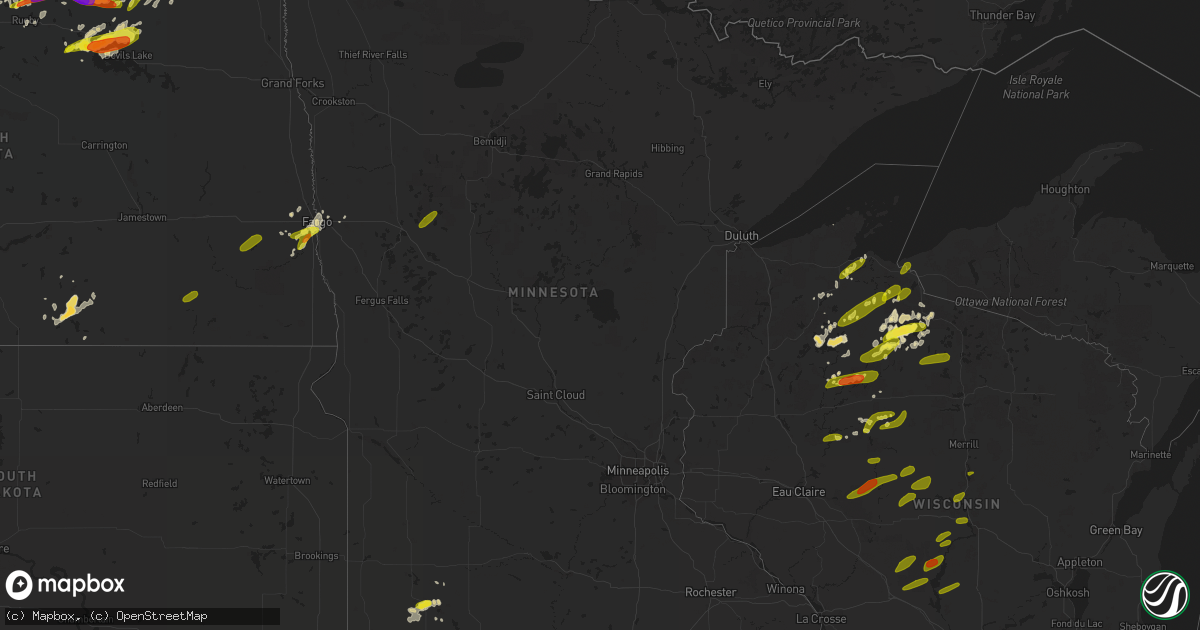Hail map in Minnesota on June 14, 2018