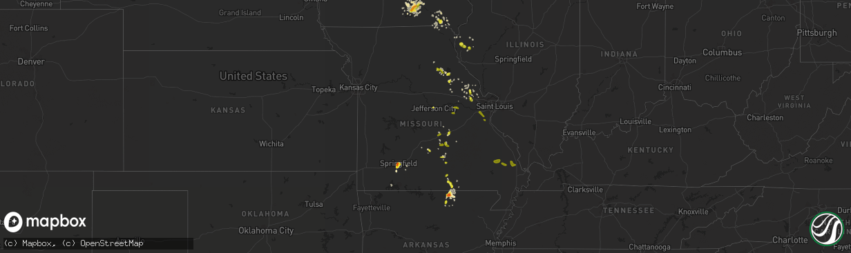 Hail map in Missouri on June 14, 2018