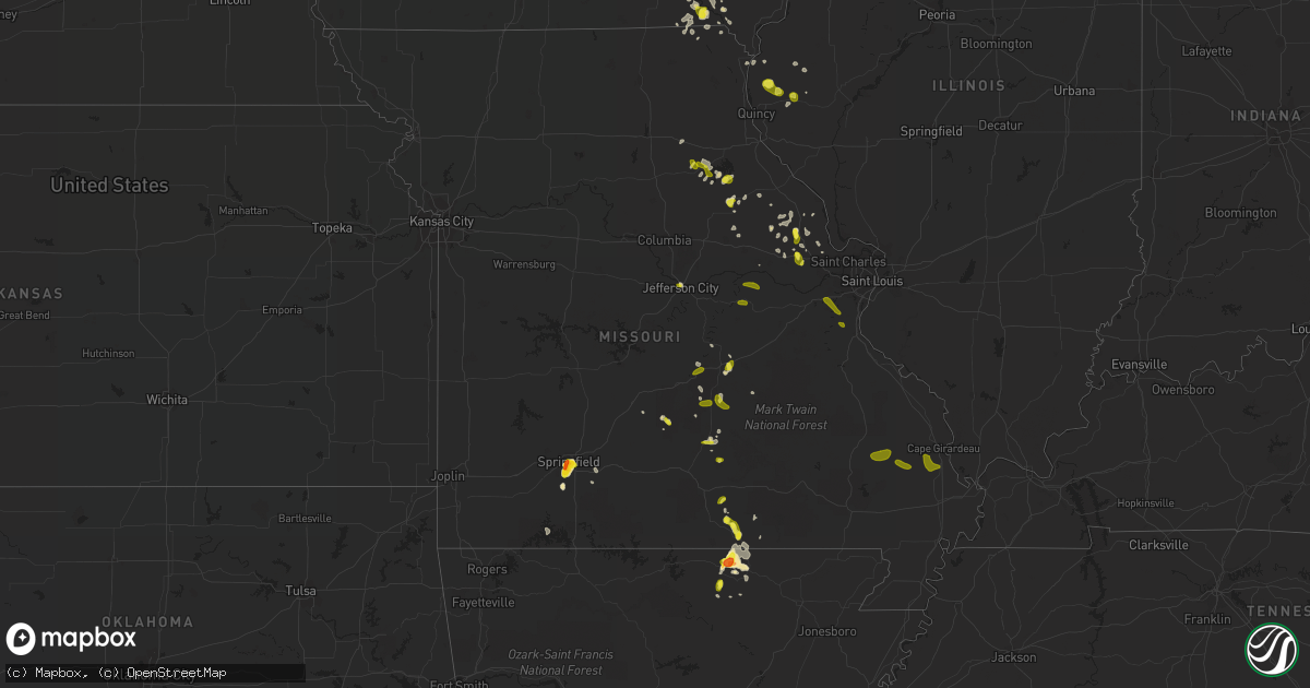 Hail map in Missouri on June 14, 2018