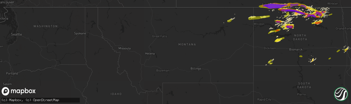 Hail map in Montana on June 14, 2018