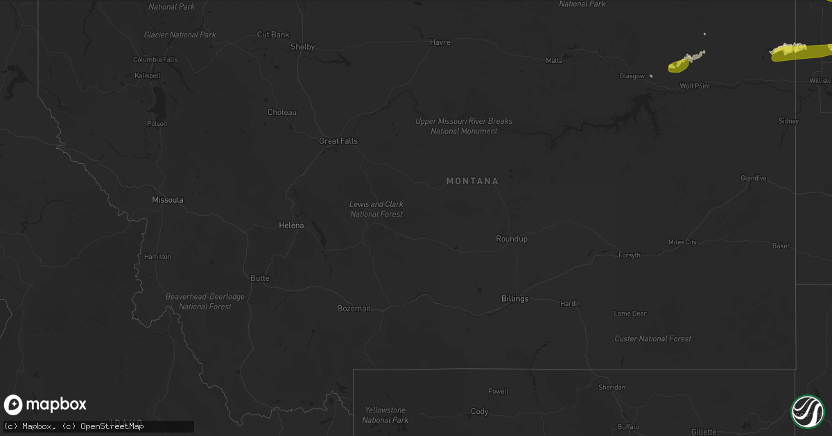 Hail map in Montana on June 14, 2018