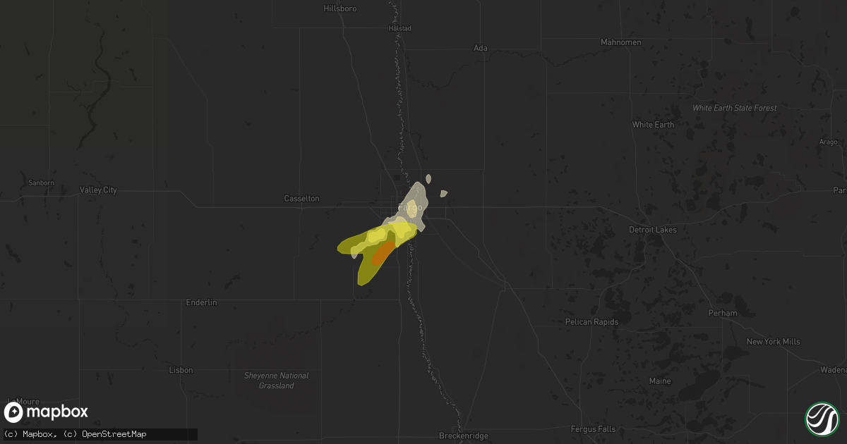 Hail map in Moorhead, MN on June 14, 2018