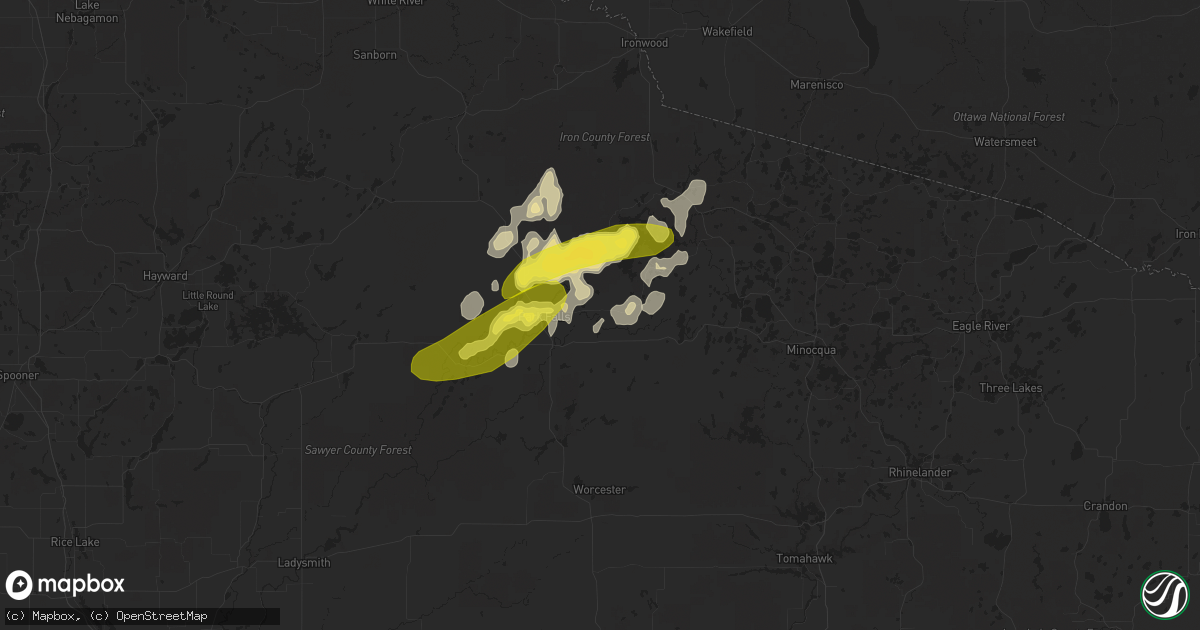 Hail map in Park Falls, WI on June 14, 2018