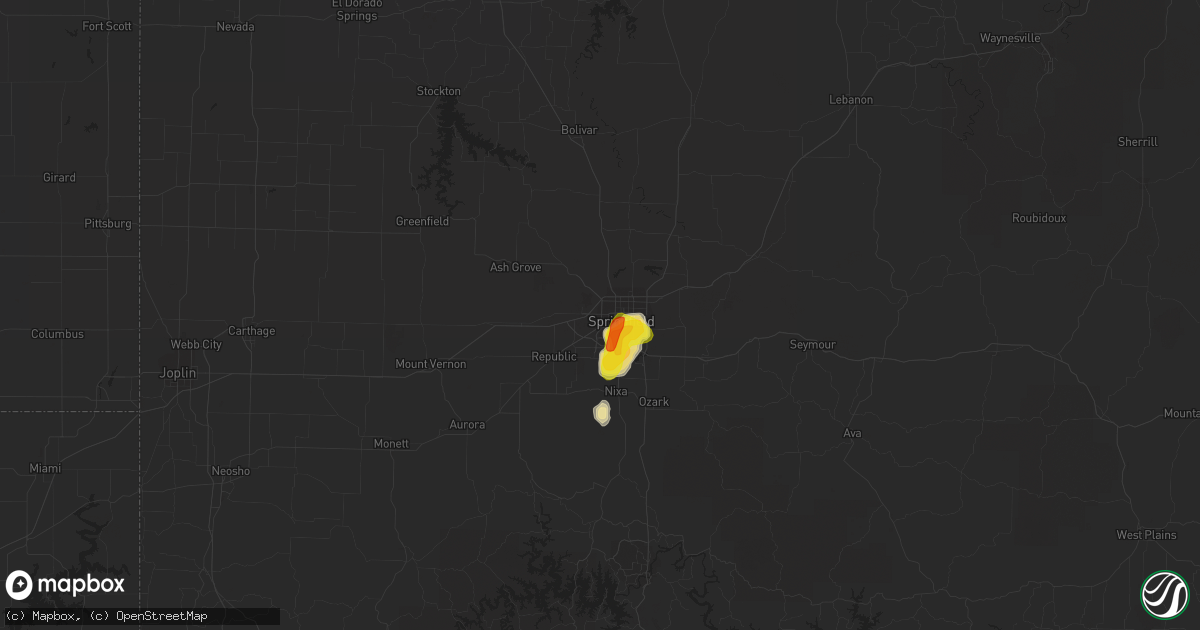 Hail map in Springfield, MO on June 14, 2018