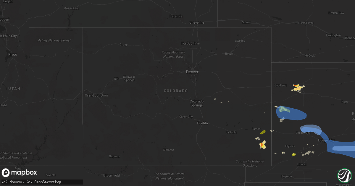 Hail map in Colorado on June 14, 2019
