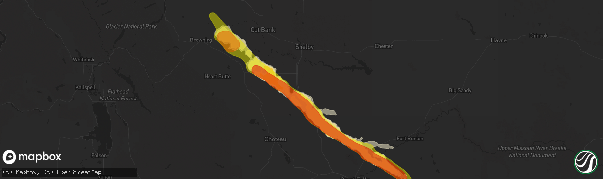 Hail map in Conrad, MT on June 14, 2019