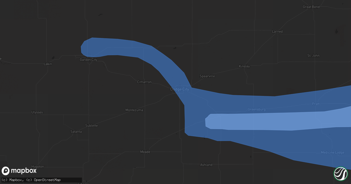 Hail map in Dodge City, KS on June 14, 2019