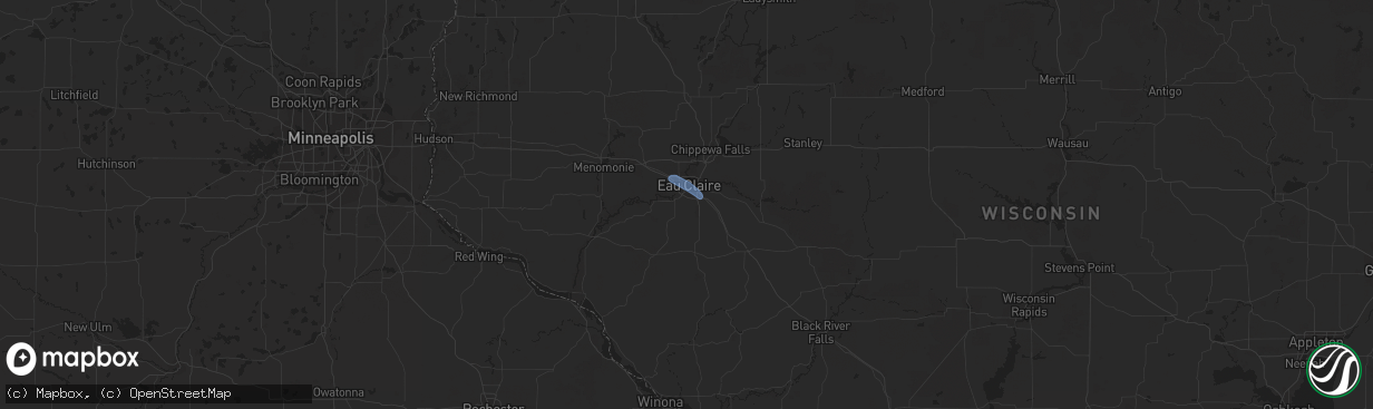 Hail map in Eau Claire, WI on June 14, 2019