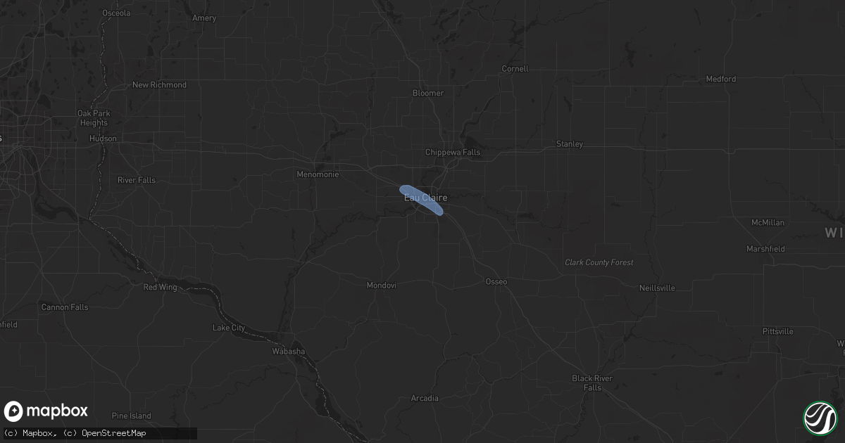 Hail map in Eau Claire, WI on June 14, 2019