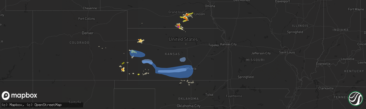 Hail map in Kansas on June 14, 2019