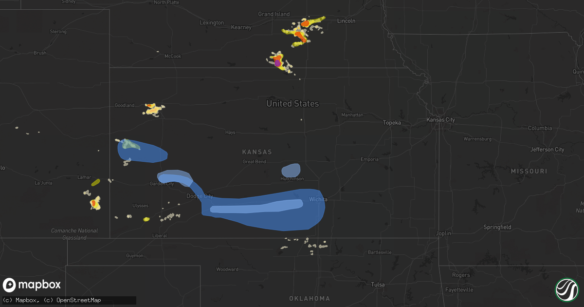Hail map in Kansas on June 14, 2019
