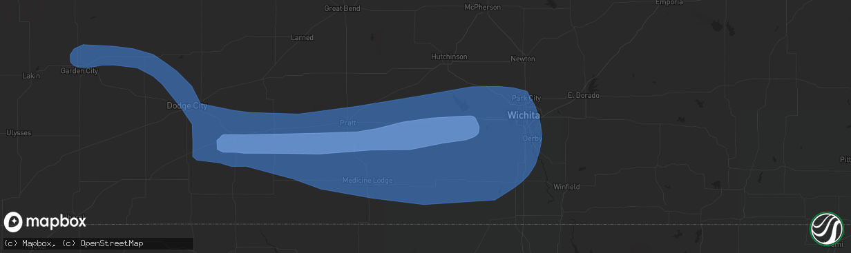 Hail map in Kingman, KS on June 14, 2019