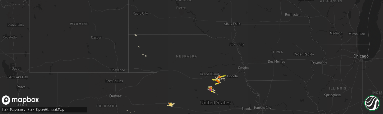 Hail map in Nebraska on June 14, 2019