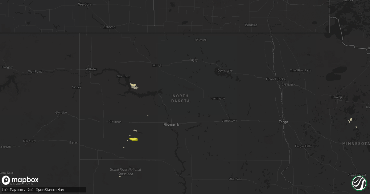 Hail map in North Dakota on June 14, 2019