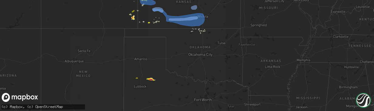 Hail map in Oklahoma on June 14, 2019