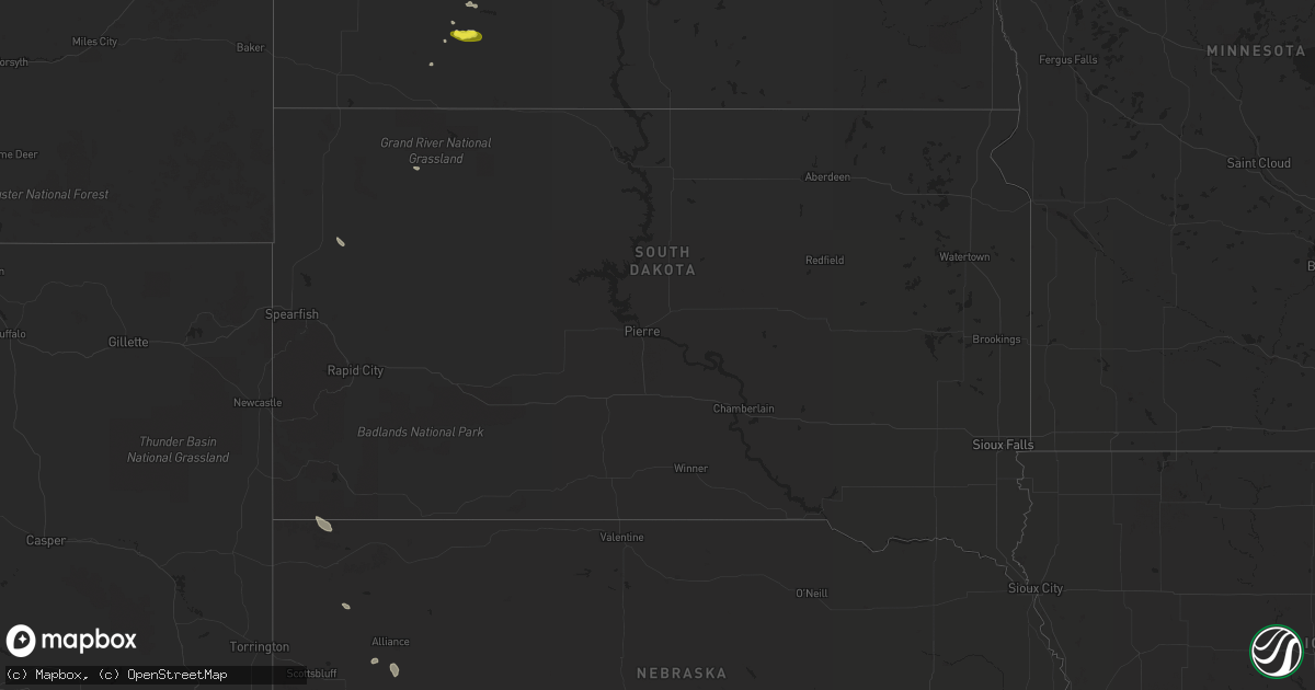 Hail map in South Dakota on June 14, 2019