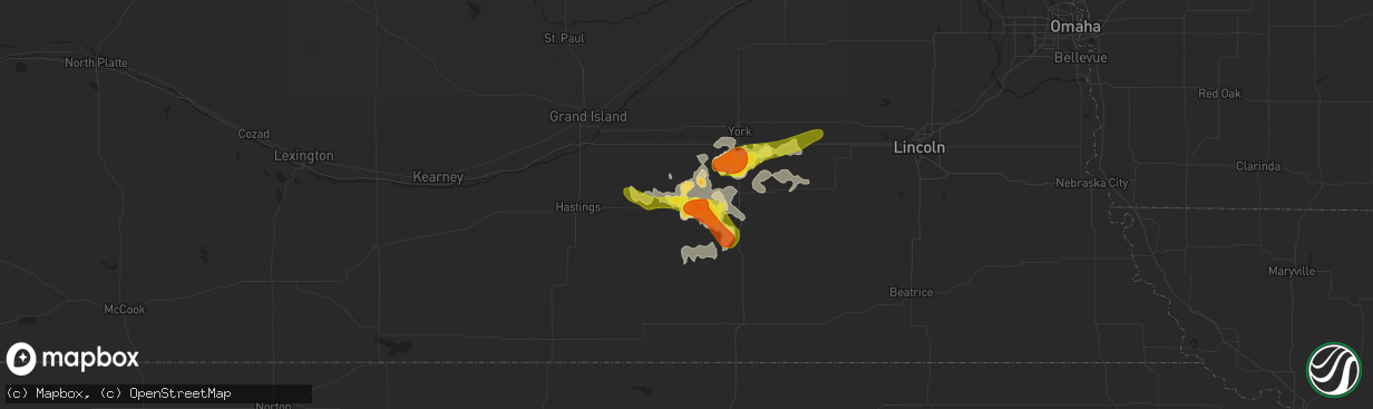 Hail map in Sutton, NE on June 14, 2019