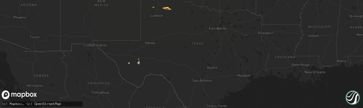 Hail map in Texas on June 14, 2019