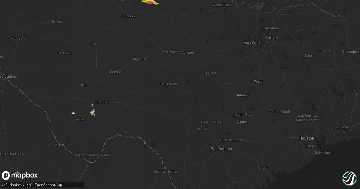 Hail map in Texas on June 14, 2019