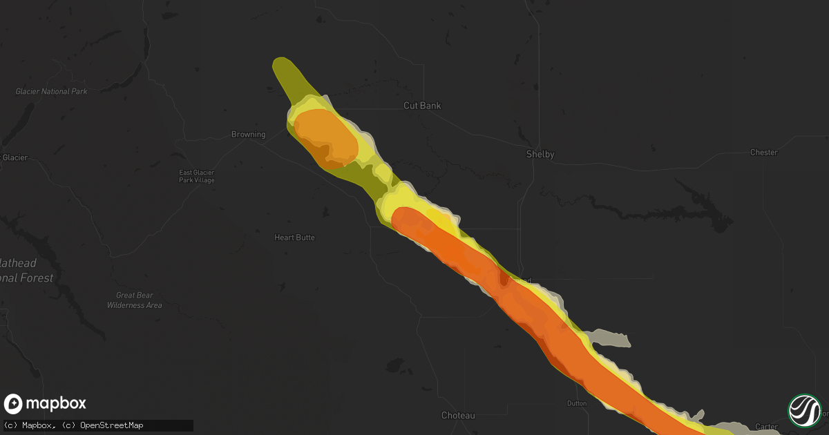 Hail map in Valier, MT on June 14, 2019