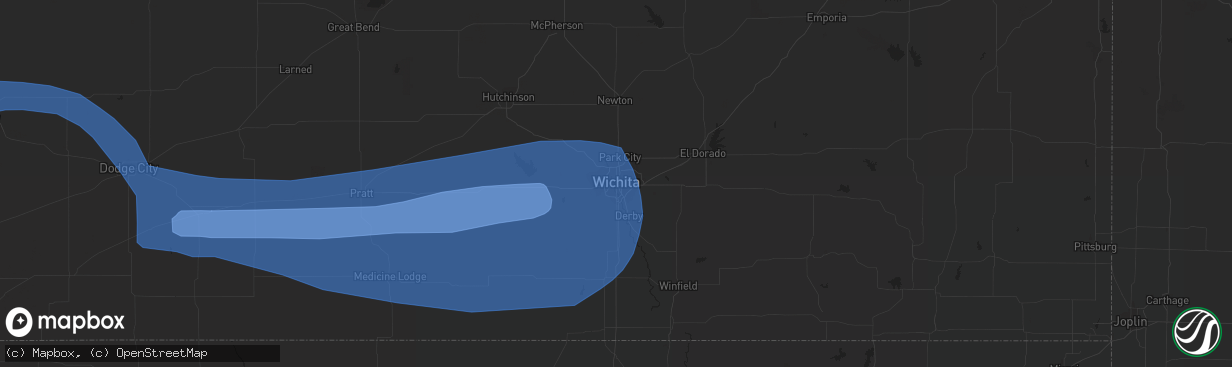 Hail map in Wichita, KS on June 14, 2019