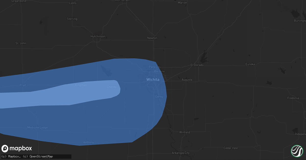 Hail map in Wichita, KS on June 14, 2019